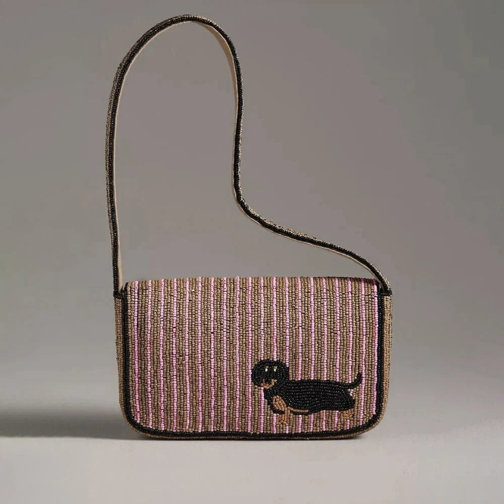 Dachshund Beaded Clutch