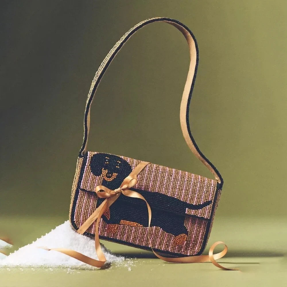 Dachshund Beaded Clutch