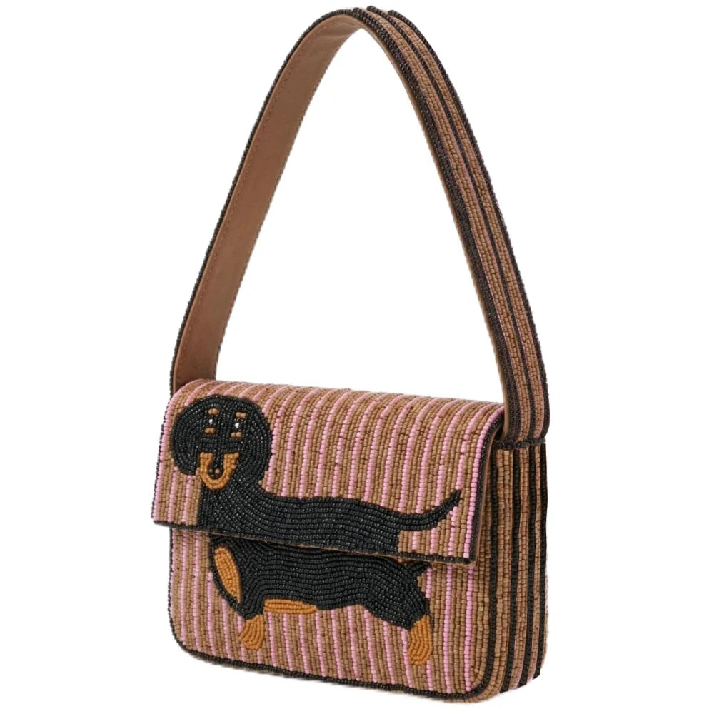 Dachshund Beaded Clutch