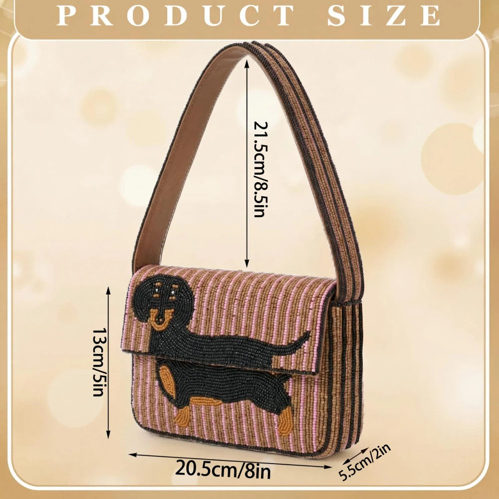 Dachshund Beaded Clutch