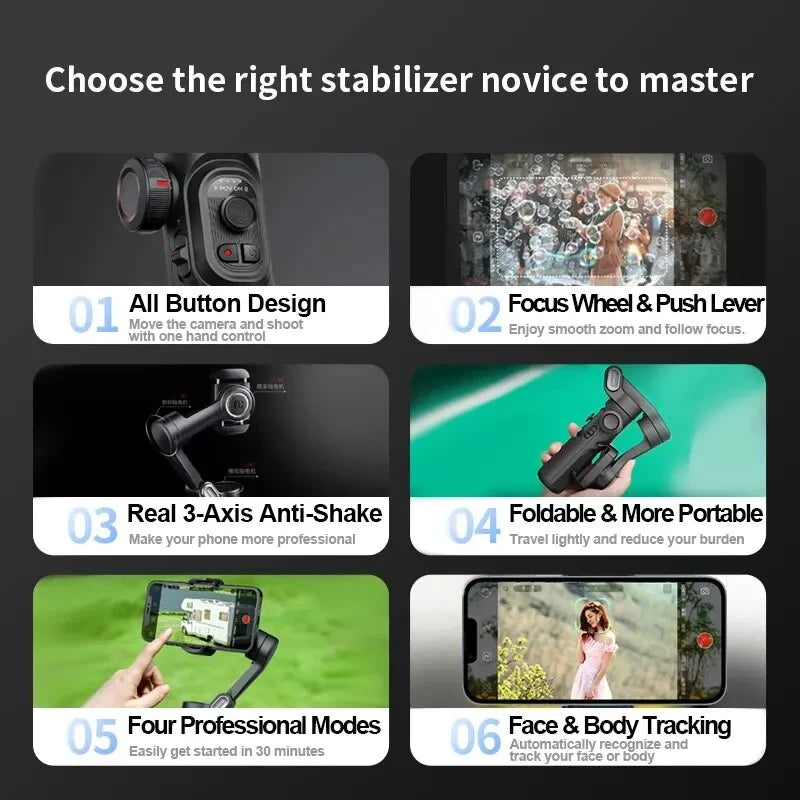Foldable 3-Axis Smartphone Gimbal Stabilizer